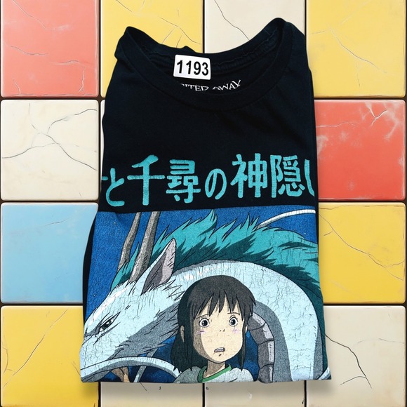 Vintage Y2K Spirited Away Studio Ghibli Anime Tee Bioworld Black Japan Shirt‎ M - Picture 2 of 12